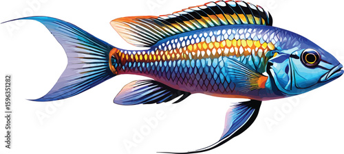 Cute cartoon a illustrator vector cichlid