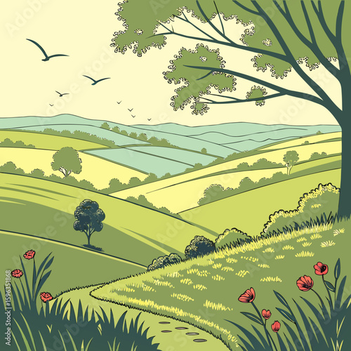 rural landscape with a tree