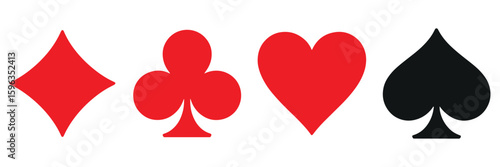 Classic Card Suits A Simple Yet Recognizable Collection of Gambling and Game Symbols of Diamonds Clubs Hearts and Spades