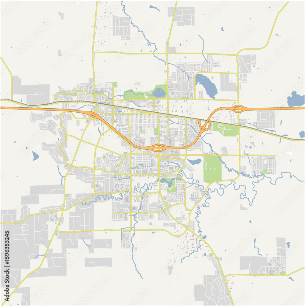 Naklejka premium Map of Gilette in Wyoming in a normal road map style. Contains layered vector with roads water, parks, etc.
