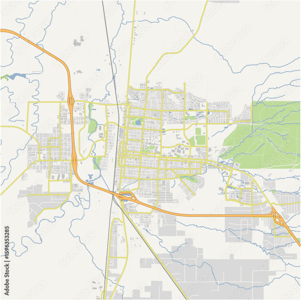 Fototapeta premium Map of Laramie in Wyoming in a normal road map style. Contains layered vector with roads water, parks, etc.