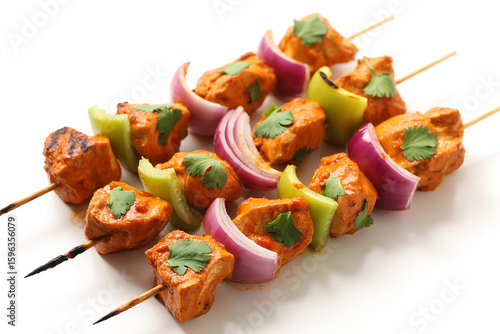 Grilled chicken skewers with vegetables chicken tikka