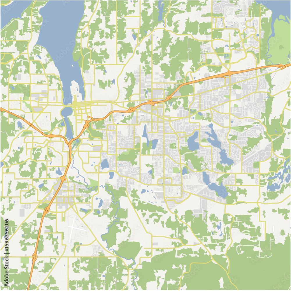 Fototapeta premium Map of Olympia in Washington in a normal road map style. Contains layered vector with roads water, parks, etc.