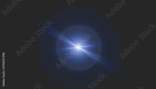 Vivid blue lens flare PNG with central glow on transparent background