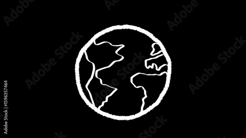 Easy to use hand drawn earth on black background