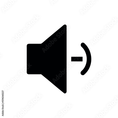 Black silhouette of a speaker icon with a minus symbol indicating volume down