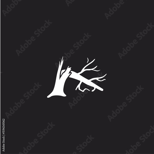 Tree broken down icon logo flat vector design