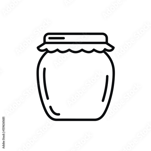 Simple line drawing of a jar with a scalloped lid, suitable for various purposes: storing food or decorating.
