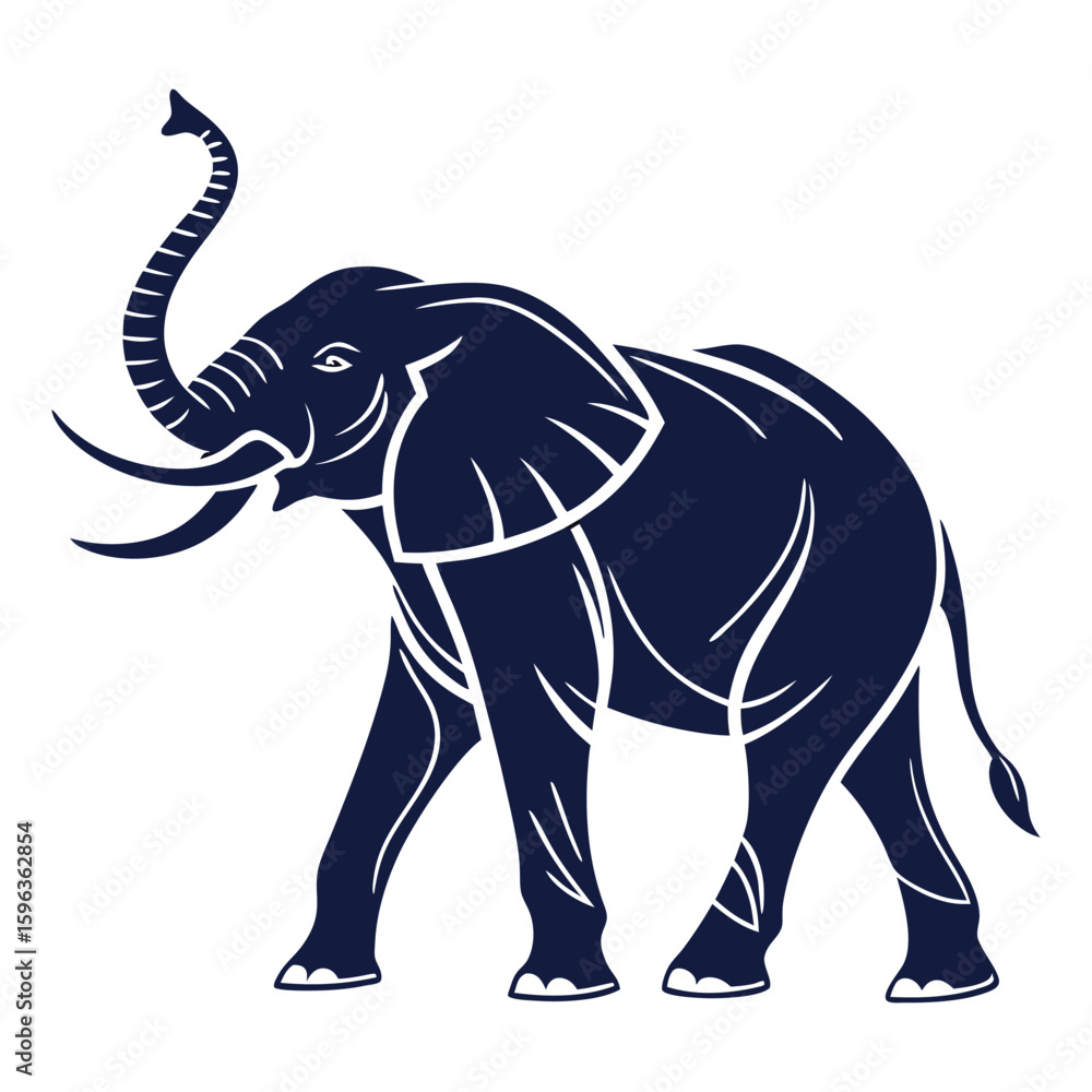 Obraz premium Majestic Elephant Silhouette with Raised Trunk