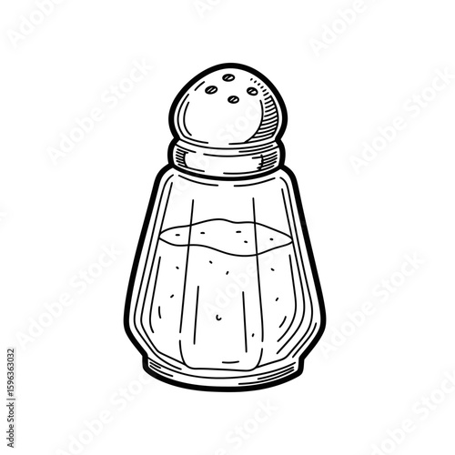 Sketch of a classic glass salt shaker with salt inside  