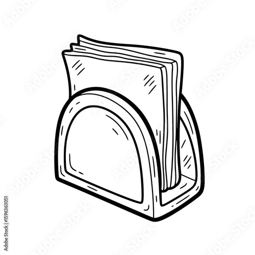 Paper holder with documents in a minimalist sketch style  