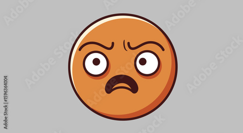 Cartoon Emoji with Angry Expression and Brows.