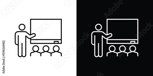 the classroom icon. contain teaching, collaborative learning, heartbeat of in person education thin line style icon symbol sign for your app web. vector illustration