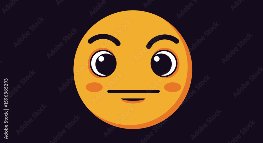 Fototapeta premium Yellow Emoji with Neutral Expression and Blush.