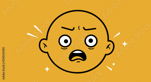 Cartoon Face Expressing Anger and Frustration.