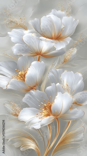 Elegant White Flowers With Gold Glitter