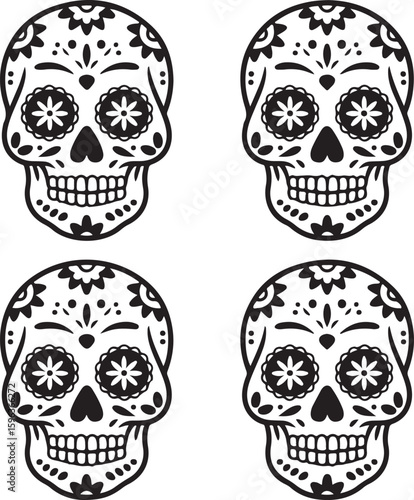 Ornate Sugar Skull Vector Art

Decorative Día de los Muertos Skull Design

Colorful Calavera Skull Illustration

Floral Sugar Skull Silhouette

Traditional Mexican Skull Festival Graphic