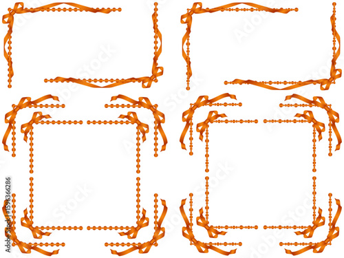 リボン、ビーズF2、m9オレンジ