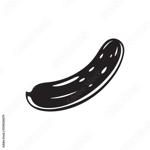 Fresh Whole Cucumber or Pickle Vegetable Silhouette Icon