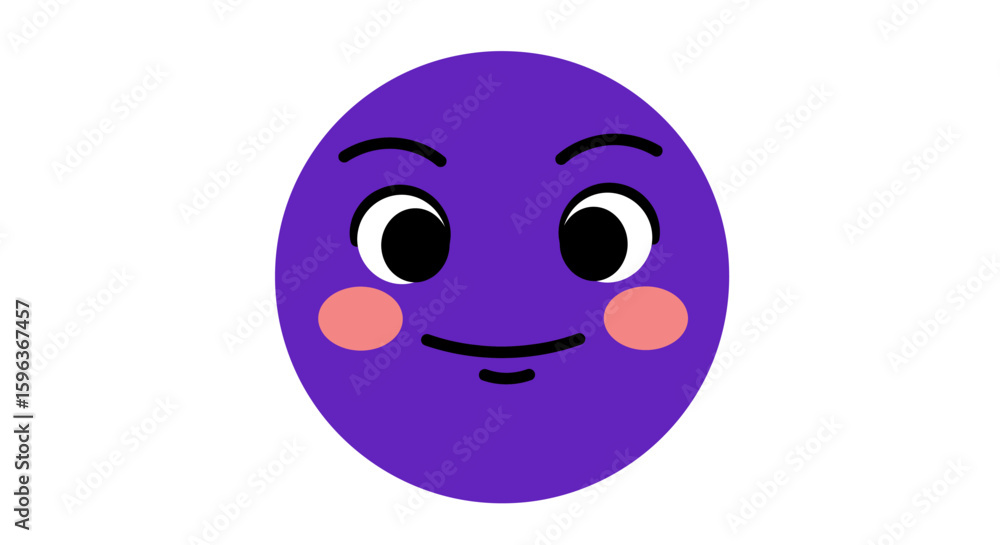 Fototapeta premium Smiling Purple Emoji with Cheeks and Eyes.