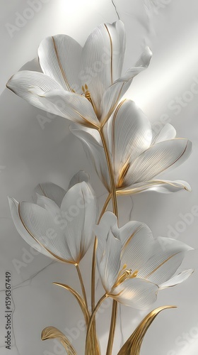 Elegant White Flowers With Gold Details