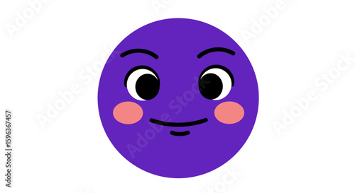 Smiling Purple Emoji with Cheeks and Eyes.