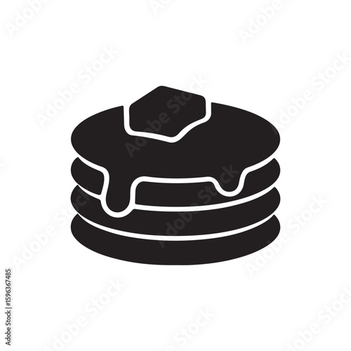 Delicious Stack of Pancakes with Butter and Syrup Icon Silhouette