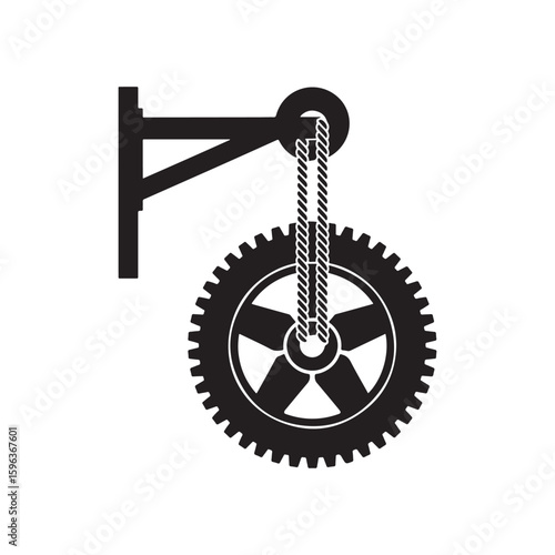 Heavy Weight Lifting Pulley System with Rope and Disc Icon