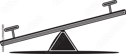 Classic Black and White Seesaw Icon for Playground Fun and Balance