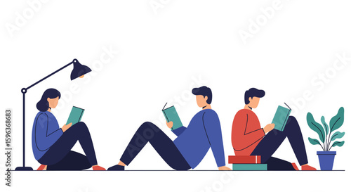 People Reading Books Relaxing and Enjoying Knowledge.