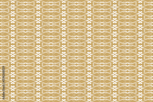 Intricate geometric pattern with repeating vertical stripes and symmetrical abstract motifs in warm neutral tones