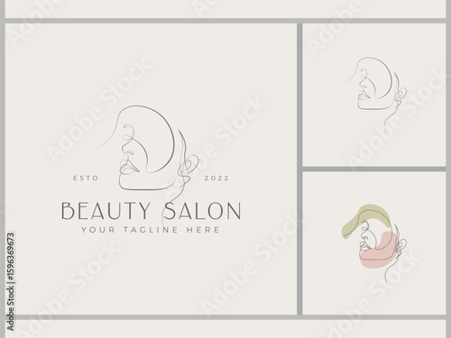 Elegant Line Art Logo Templates for Beauty Salons and Aesthetic Clinics Facial Profile
