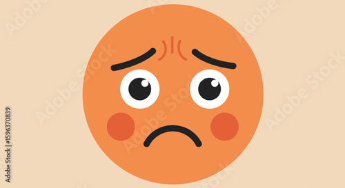 Sad Orange Emoji with Downcast Eyes and Cheeks.