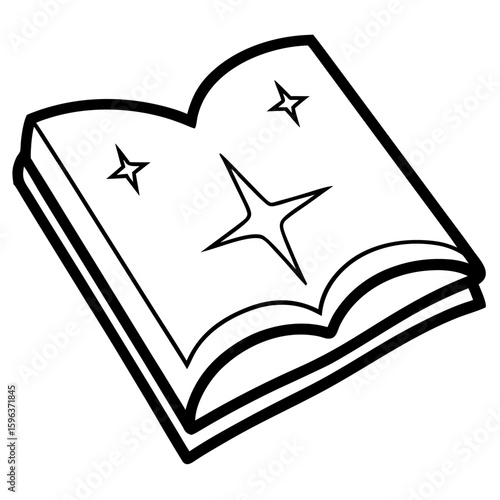 Magic book line art vector illustration  