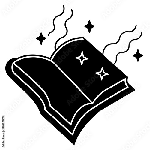 Magic book line art vector illustration  