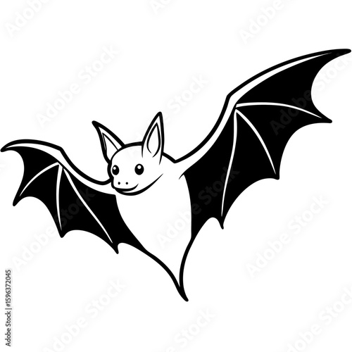 Bat flying line art vector illustration  