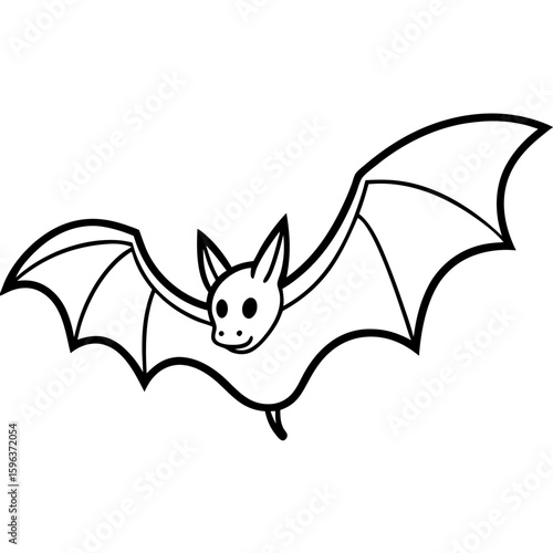 Bat flying line art vector illustration  