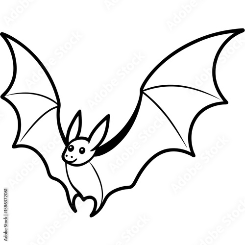 Bat flying line art vector illustration  