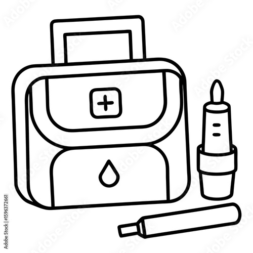 Diabetic kit line art vector illustration  