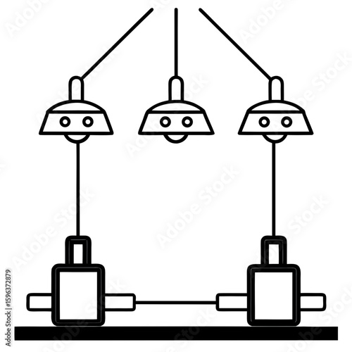 Operation rooms light line art vector illustration  