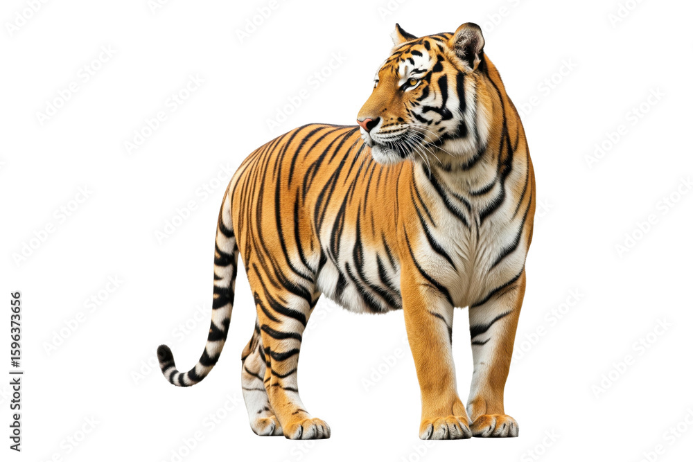 Fototapeta premium Majestic tiger standing and looking back over its shoulder