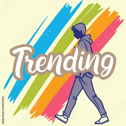 Dynamic vector design featuring the word Trending in bold typography suitable for social media marketing or news related content with a modern and eye catching