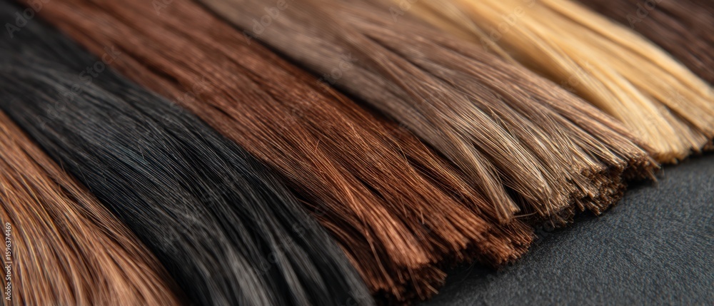 Fototapeta premium Different hair colors for extensions displayed