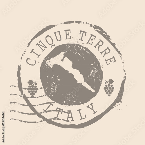 Stamp Postal of Cinque Terre of Italy. Map Silhouette rubber Seal.  Design Retro Travel. Seal  Map of Cinque Terre grunge  for your design. Italy. EPS10