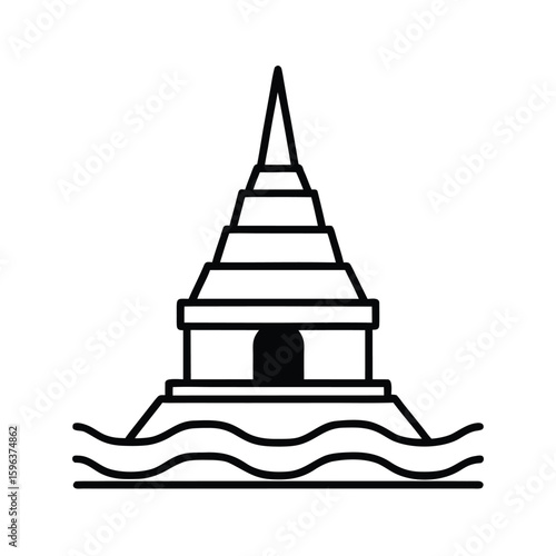 Photography Shadow of Temple Tower on Water