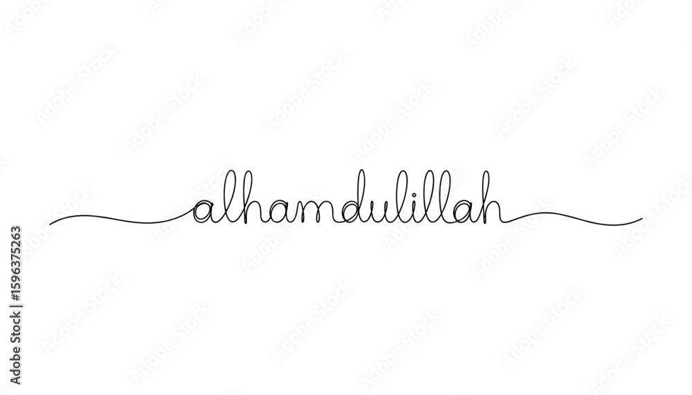 Alhamdulillah Line Art Design, Islamic Expression Calligraphy, Continuous Monoline Style, Vector Illustration Alhamdulillah Line Art Design, Islamic Expression Calligraphy, Continuous Monoline Style, Vector Illustration