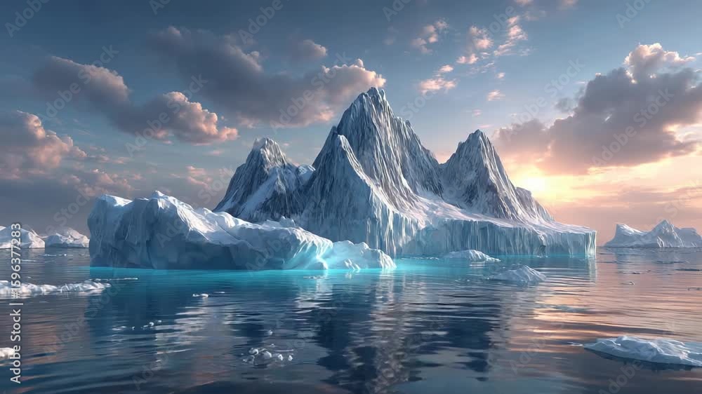 custom made wallpaper toronto digitalIcebergs and mountains in a frozen landscape at sunset