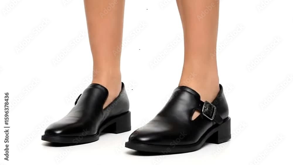 Walking in Stylish Black Leather Shoes Isolated Studio Shot Walking in Stylish Black Leather Shoes Isolated Studio Shot