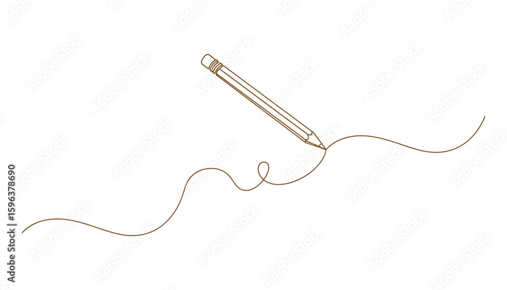 Brown Pencil Drawing Wavy Line Illustration Design Element Creative Concept Vector Illustration Brown Pencil Drawing Wavy Line Illustration Design Element Creative Concept Vector Illustration