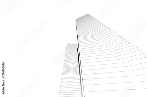 Architectural geometric background 3D rendering
